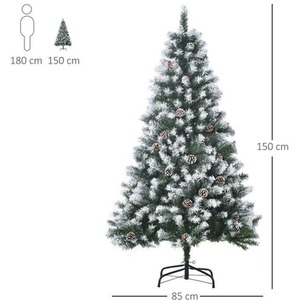 HOMCOM Artificial Christmas Tree with Pine Cones - Green / 5ft by HOMCOM