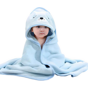Ultra Soft Baby Hooded Bath Towel - Blue by Dyzi