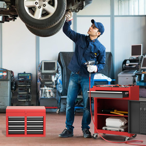 5-Drawer Rolling Tool Chest Tool Storage Cabinet - Red by Costway