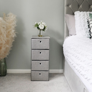 JVL Silva 4 Drawer Wide Fabric Storage Tower, Grey - Grey by JVL