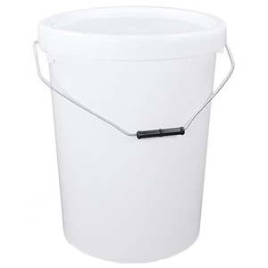20 Litre Home Kitchen Garage DIY White Plastic Bucket With Lid and Handle - White by STORM TRADING GROUP