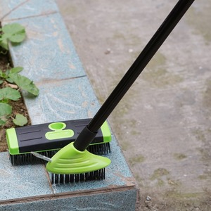 3in1 Extendable Weed Brush Garden Patio Cleaner Removal Scraping Tool - Black Green by Gr8 Garden