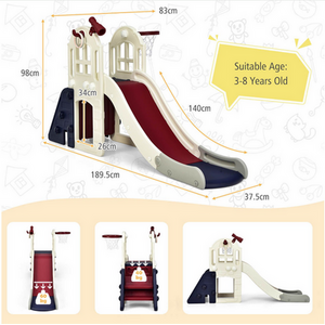 6-In-1 Toddler Climber Slide Playset - Blue & White by Costway