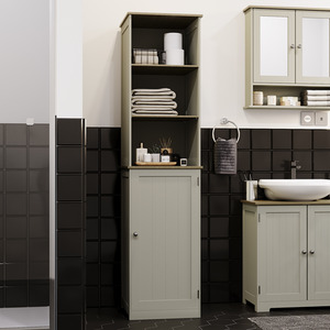 Priano 1 Door 2 Shelf Tall Cabinet - Grey by Vida Designs