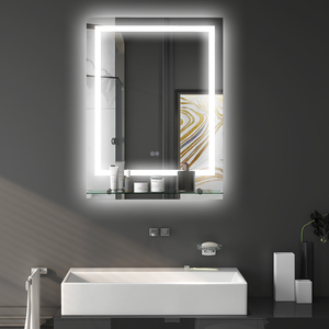 kleankin Dimmable LED Bathroom Mirror with Shelf Touch Switch Hardwired - Clear / Tempered Glass Glass by kleankin