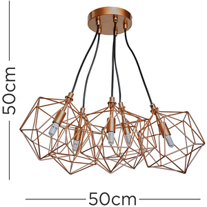 Jerome 5 Way Copper Ceiling Light Pendant - Copper by ValueLights