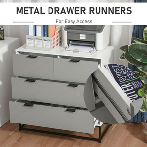 HOMCOM Chest of Drawers with Metal Handles - Grey by HOMCOM