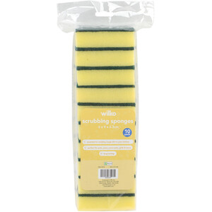 Pack of 10 Scrubbing Sponges - Yellow