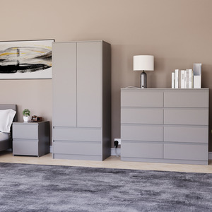 Denver Bedroom Set (2 Drawer Bedside, 8 Drawer Chest, 2 Door 2 Drawer Wardrobe) by Vida Designs