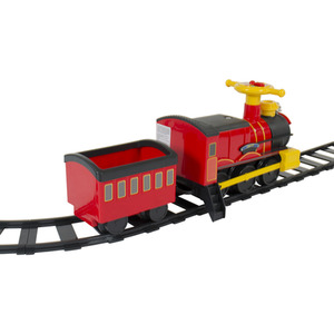 Steam Train 6 Volt with 4 x Straight and 4 x Curved Track Packs - Red by Rollplay