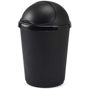 50L Black Kitchen Rubbish Waste Bullet Bin With Roll Open Lid - Black by STORM TRADING GROUP