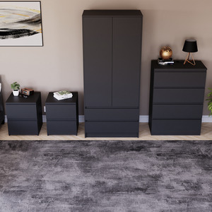 Denver Bedroom Set (2 Drawer Bedside (x2), 4 Drawer Chest, 2 Door Wardrobe) by Vida Designs