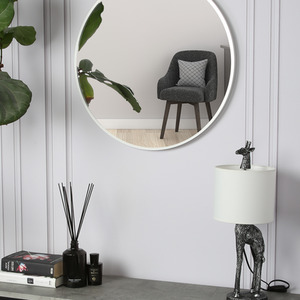 Pandora Round Mirror - 80 x 80cm - Silver by Home Garden Direct