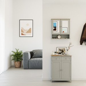 Priano 2 Drawer 2 Door Freestanding Cabinet - Grey by Vida Designs