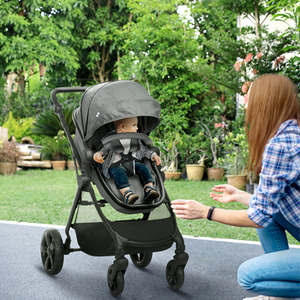 HOMCOM 2 in 1 Pushchair with Reversible Seat Baby Stroller - Grey by HOMCOM