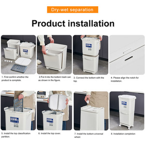 Waste Bin Dual Compartment With Wheels - White / 45l by Livingandhome