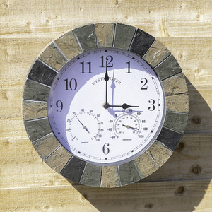 Stone Effect Garden Wall Clock - Cream by Garden Mile