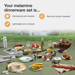 16Pc Melamine Plastic Dinnerware Set - Leaf Green by VonShef