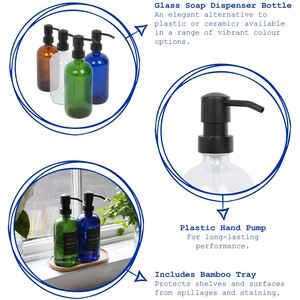 2pc Glass Soap Dispenser Set with Bamboo Tray - 500ml - Orange by Harbour Housewares