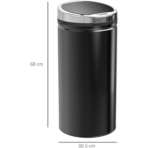HOMCOM Stainless Steel Automatic Sensor Waste Bin - Black / 32l / 42l by HOMCOM