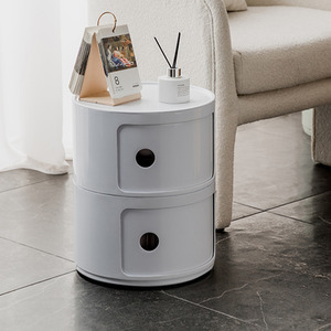 Round Beside Table Filling Cabinet Chest Unit Stockable - White / 2 by Livingandhome