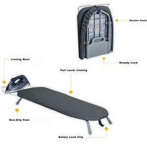 Compact Foldable Table Top Ironing Board with Cover Iron Rest - Grey by Gr8 Home