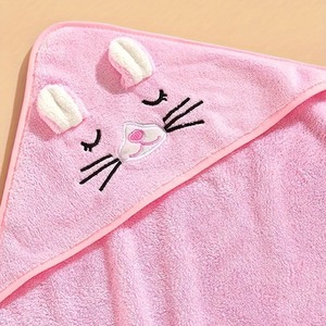 Animal Cartoon Bath Towel Baby Hooded - Pink by Dyzi