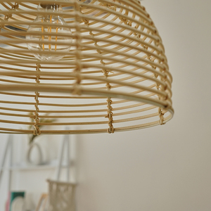 Pair Of Lobster Wicker Rattan Cream Ceiling Pendant Light Shades - Cream by ValueLights