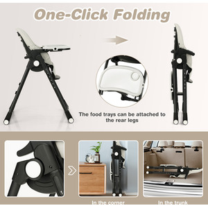 4-in-1 Baby High Chair Foldable Feeding Chair - Grey by Costway