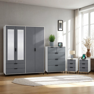 Madrid 4 Door Wardrobe Bedroom Set - White and Grey Gloss by Seconique