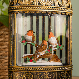 Light up Christmas Robin Scene Water Spinner with LEDs - Bronze by Samuel Alexander