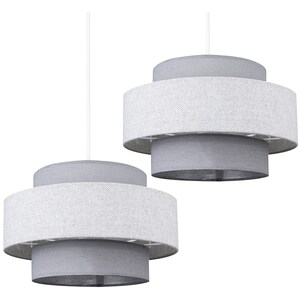 Weaver 3 Tier Pair of Grey Ceiling Pendant Shade - Grey by ValueLights