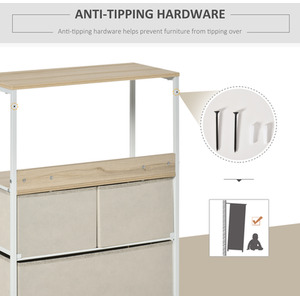 HOMCOM 3 Drawer Storage Chest Unit Home with Shelves Home Living Room Bedroom - White by HOMCOM