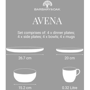 Avena 16 Piece Dinnerware Set - Linen White by Barbary and Oak