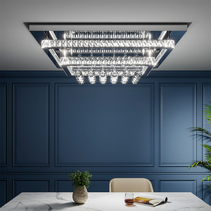 Double Layer Crystal Pendant Light - Silver / 80cm by Livingandhome