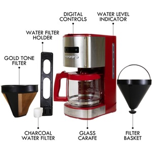 Kenmore 1.8L Digital Drip Coffee Machine - Red by Koolatron
