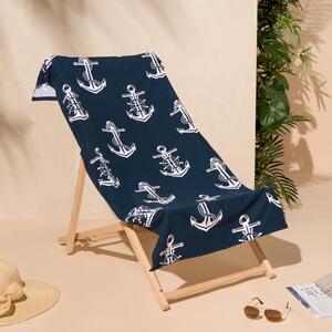 Anchor Beach Bath Towel - Navy by OHS