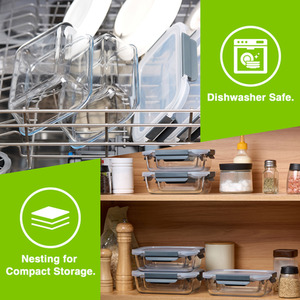 10 Piece Meal Prep Glass Containers with Lids - Clear by VonShef