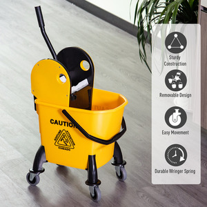 HOMCOM 26L Mop Bucket with 4 Wheels - Yellow and black by HOMCOM
