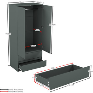 Denver Bedroom Set (2 Drawer Bedside, 4 Drawer Chest, 2 Door 2 Drawer Wardrobe) by Vida Designs