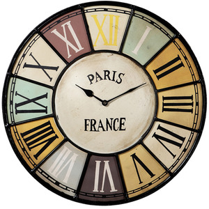 Vintage French Design Coloured Metal Wall Clock - Multi by IH Design