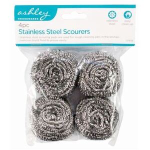 Stainless Steel Scourers - Pack of 4 - Silver by Ashley