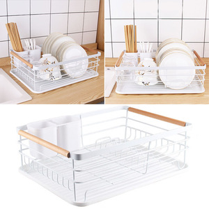 Iron Dish Drainer Drip Tray - White by Livingandhome