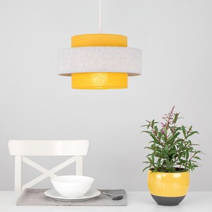 Mustard And Grey Herringbone Modern Ceiling Pendant Light Shade - Yellow by ValueLights