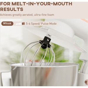 HOMCOM Stand Mixer 4.5L Food Mixer for Baking 6 Speeds and Pulse Setting - White by HOMCOM