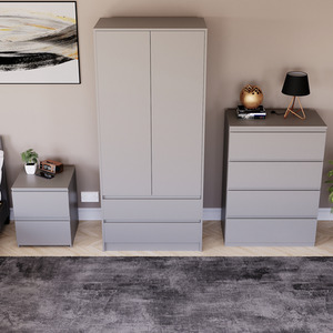 Denver Bedroom Set (2 Drawer Bedside, 4 Drawer Chest, 2 Door 2 Drawer Wardrobe) by Vida Designs