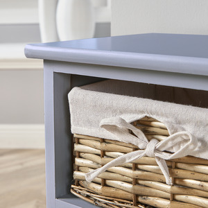 Home Source Lichfield 3 Willow Basket Drawer Chest Storage Unit - Grey by Home Source
