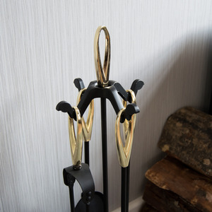 5 Piece Buxton Companion Set - Black and Brass / Brass Iron by Vida Designs