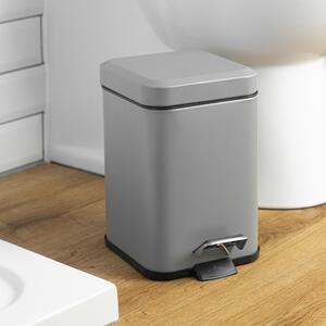Square Stainless Steel Bathroom Pedal Bin - Matt Grey by Harbour Housewares
