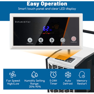 Industrial Dehumidifier with 4 Wheels - White by Costway